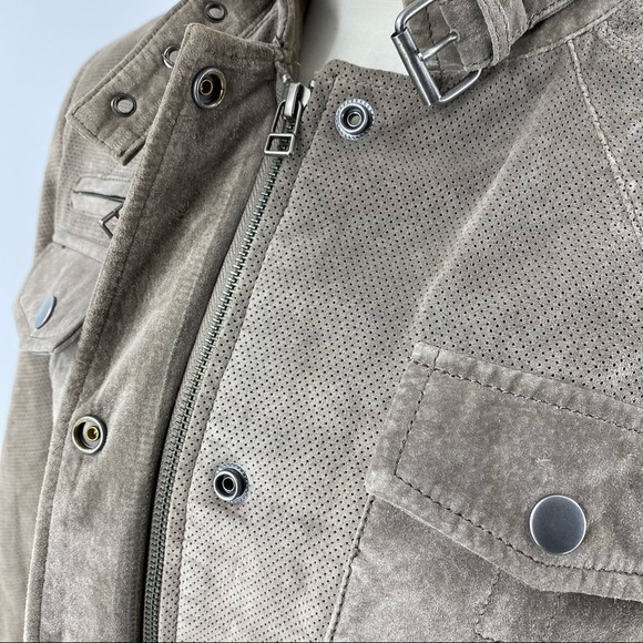 DANIER leather suede high neck jacket beige size S - Picture 14 of 14